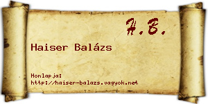 Haiser Balázs névjegykártya
